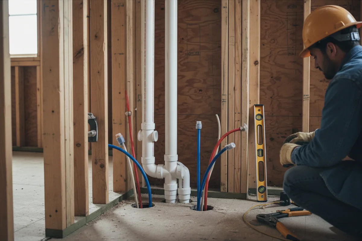 Drain and supply rough-in during Drain Cleaning in Darby