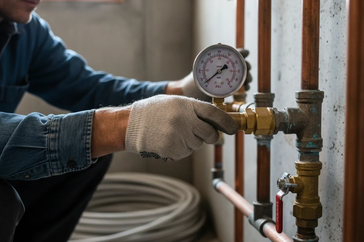 Pressure testing a repaired line during Water Line Repair in Darby
